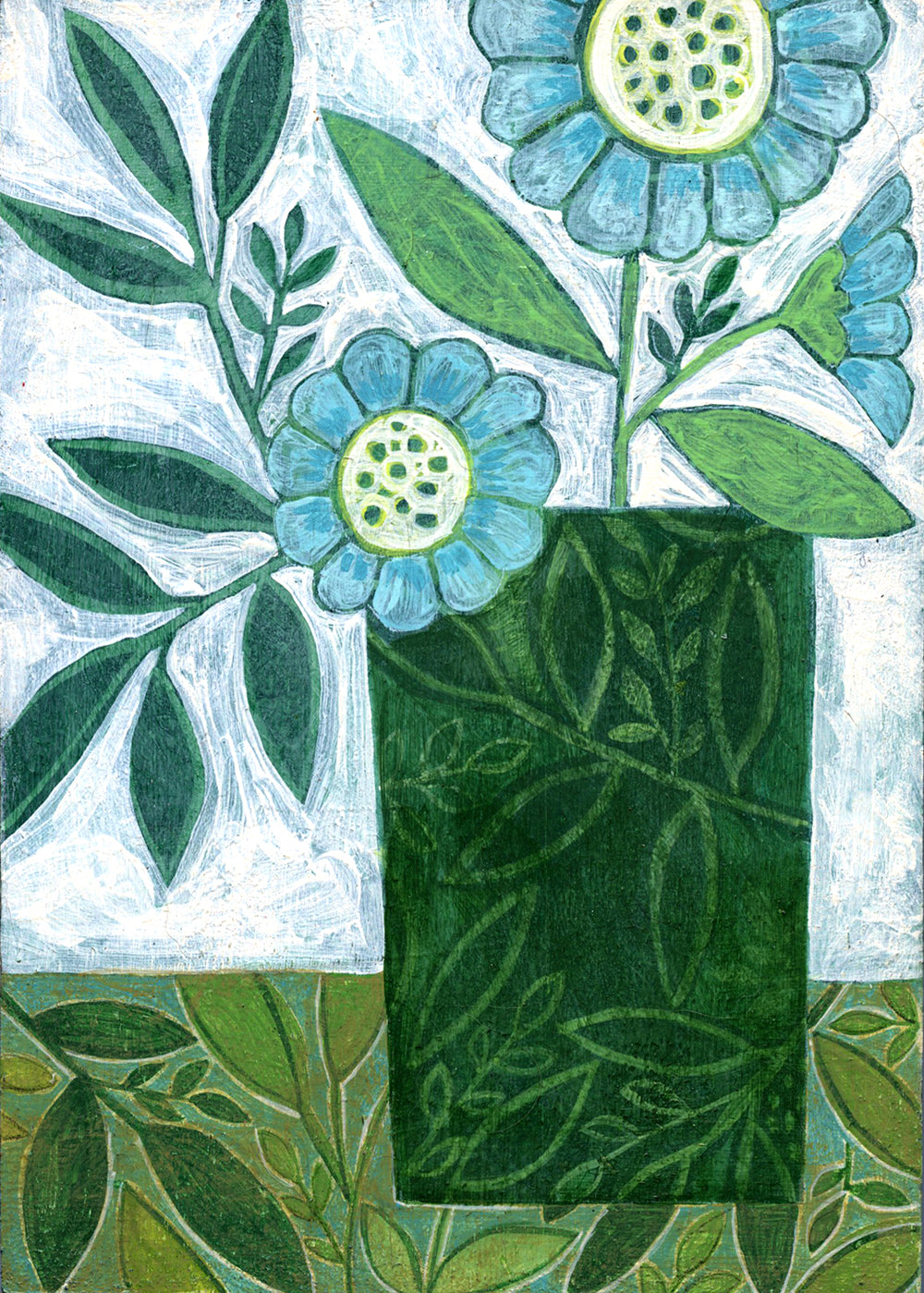 Blue Daisies / Acrylic Painting